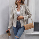 Chic Women's Tweed Blazer Jacket – Structured Design
