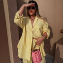 Striped Women's Blouse with Chest Pocket
