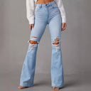 High-Waisted Flared Jeans with Ripped Accents