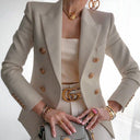 Chic Women's Blazer Jacket with Gold Button Accents