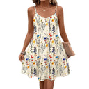 Floral Spaghetti Strap Dress with Flared Skirt