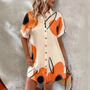 Floral Accented Women's Shirt Dress with Button Closure