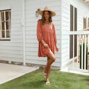 Women’s Flowing Summer Dress with Balloon Sleeves & Square Neck