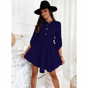 Chic Knee-Length Shirt Dress with Waist Belt and Stylish Accents