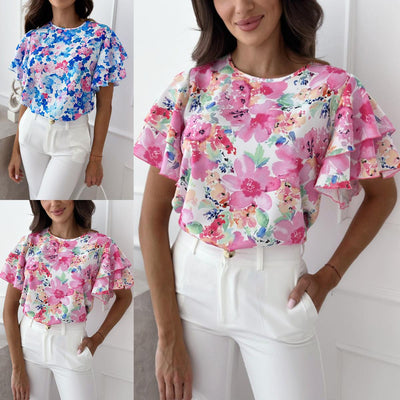 Floral Ruffle Blouse for Women