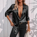 Metallic Shine Long Sleeve Blouse for Women