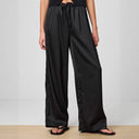 Chic High-Waisted Satin Trousers with Tie Belt
