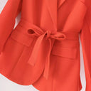Women's Stylish Blazer Jacket with Belt Detail