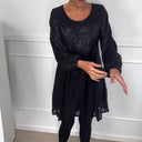 Chic Puff Sleeve Glitter Evening Dress