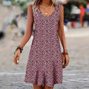 Chic V-Neck Sleeveless Summer Dress with Button Placket