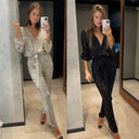 Chic Women's Jumpsuit with V-Neck and Waist Belt