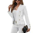Chic Lace-Trimmed Women's Blazer Jacket