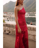 Chic Asymmetric Evening Dress with Stylish Slit