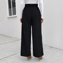 Chic High-Waisted Wide Leg Pants with Textured Fabric and Stylish Button Accents