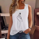 Artistic Women's Sleeveless Tee with Unique Hand Design