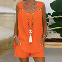 Open Shoulder Women's Summer Dress with Decorative Loops