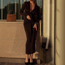 Chic Long Sleeve Maxi Dress with Knot Detail