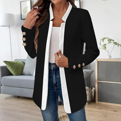 Chic Blazer Jacket with Contrast Accents for Women