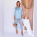 Chic Textured Blouse with Full Button Closure for Women