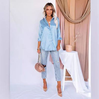 Chic Textured Blouse with Full Button Closure for Women