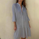 Chic Women's Ruffled Shirt Dress