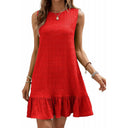 Ruffled Hem Textured Fabric Summer Dress for Women
