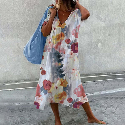 Floral V-Neck Maxi Dress for Women