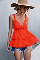 Chic Women's Blouse with Ruffle Accents and V-Neck Design