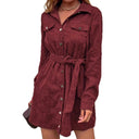 Chic Women's Belted Shirt Dress with Pockets