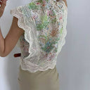 Chic Lace-Trimmed Blouse with Cut-Out Sleeves for Women