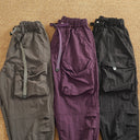 Women's Elastic Waist Cargo Pants with Multi-Pocket Design