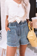 Stylish Women's Denim Shorts with Stretch Waist
