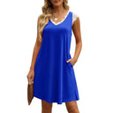 Lace-Trimmed Women's Sleeveless Dress with Pockets