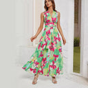 Chic Women's Maxi Dress with V-Neck & Belt