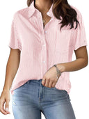 Chic Women's Short Sleeve Striped Blouse