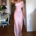 Chic Women's Asymmetrical Evening Dress with Ruffle Accents