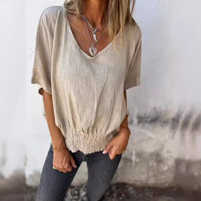 Chic Oversized Blouse with Elastic Waist