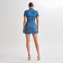 Women's Figure-Flattering Denim Dress with Pleat Accents