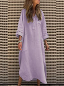 Women's Stylish Midi Dress with Pockets and Chic Side Slits