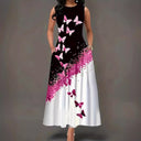 Floral Print Women's Maxi Dress with Pockets