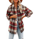Stylish Checkered Blouse with Oversized Fit and Pockets