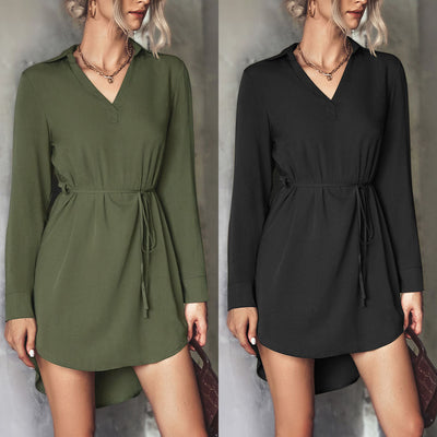 Chic Blouse Dress with Stylish Lacing and Button Accents