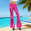 High-Shine Elastic Flared Pants for Women