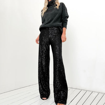 Glitter Palazzo Pants with Wide Leg Design