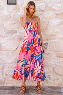Floral Maxi Dress with Adjustable Straps for Women