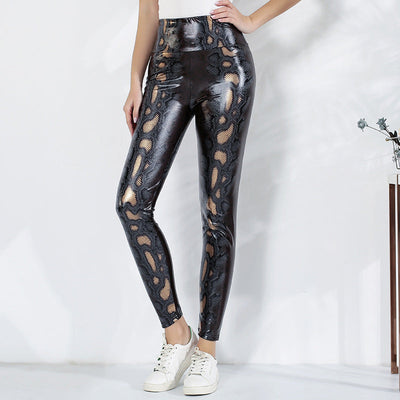 High Waist Snake Print Leggings for Women