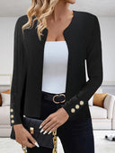 Chic Women's Blazer Jacket with Decorative Button Accents