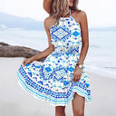 Women’s Colorful Tie-Dye Wrap Dress with Elastic Waist