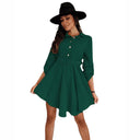 Chic Knee-Length Shirt Dress with Waist Belt and Stylish Accents