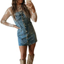 Classic Women's Denim Dress with Button Placket